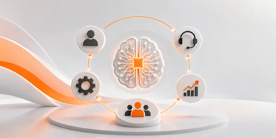 AI automation icons representing intelligent corporate service delivery solutions