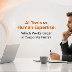 AI tools versus human expertise comparison for productivity, decision-making, and growth in corporate firms