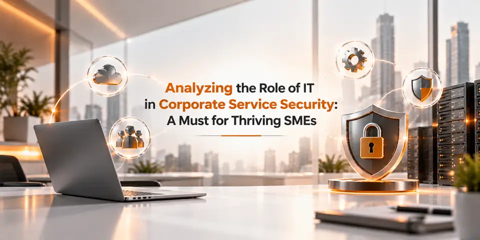 Role of IT in corporate service security protecting SMEs through cybersecurity, secure networks, and data protection.